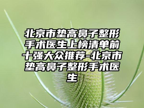 北京市垫高鼻子整形手术医生上榜清单前十强大众推荐-北京市垫高鼻子整形手术医生