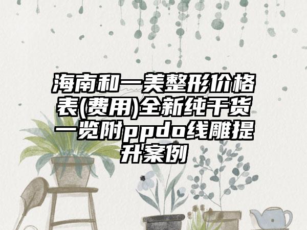 海南和一美整形价格表(费用)全新纯干货一览附ppdo线雕提升案例