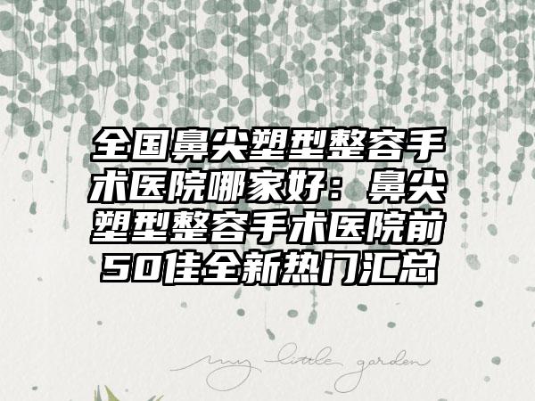 全国鼻尖塑型整容手术医院哪家好：鼻尖塑型整容手术医院前50佳全新热门汇总