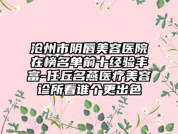 沧州市阴唇美容医院在榜名单前十经验丰富-任丘名燕医疗美容诊所看谁个更出色