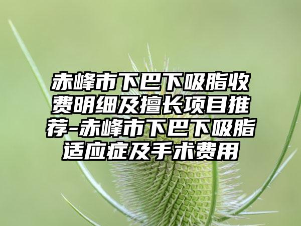 赤峰市下巴下吸脂收费明细及擅长项目推荐-赤峰市下巴下吸脂适应症及手术费用