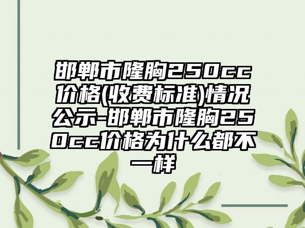 邯郸市隆胸250cc价格(收费标准)情况公示-邯郸市隆胸250cc价格为什么都不一样