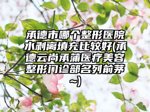 承德市哪个整形医院水剥离填充比较好(承德云尚承蒲医疗美容整形门诊部名列前茅~)