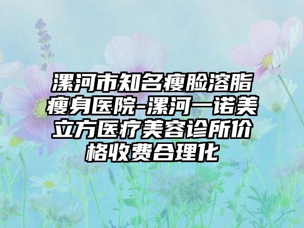 漯河市知名瘦脸溶脂瘦身医院-漯河一诺美立方医疗美容诊所价格收费合理化