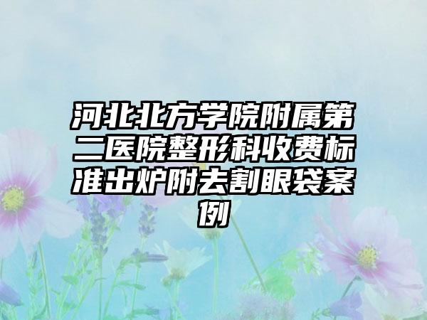 河北北方学院附属第二医院整形科收费标准出炉附去割眼袋案例