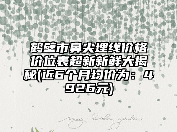 鹤壁市鼻尖埋线价格价位表超新新鲜大揭秘(近6个月均价为：4926元)