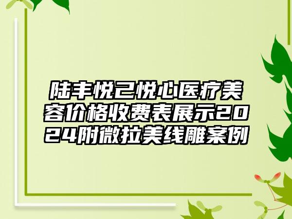 陆丰悦己悦心医疗美容价格收费表展示2024附微拉美线雕案例