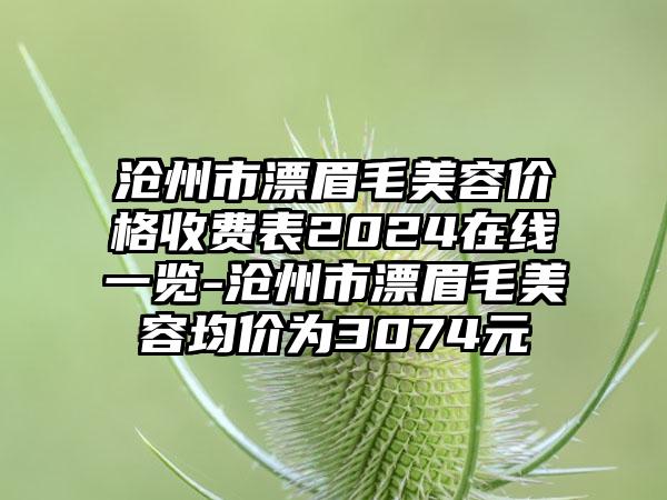 沧州市漂眉毛美容价格收费表2024在线一览-沧州市漂眉毛美容均价为3074元