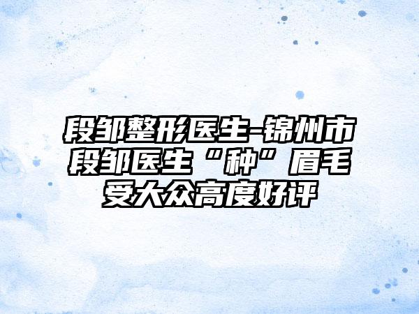 段邹整形医生-锦州市段邹医生“种”眉毛受大众高度好评