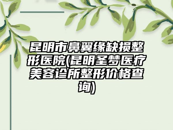 昆明市鼻翼缘缺损整形医院(昆明圣梦医疗美容诊所整形价格查询)