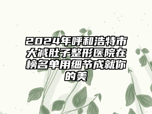 2024年呼和浩特市大减肚子整形医院在榜名单用细节成就你的美