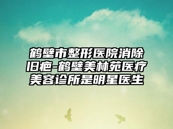 鹤壁市整形医院消除旧疤-鹤壁美林苑医疗美容诊所是明星医生