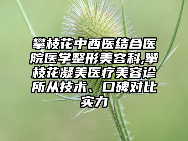 攀枝花中西医结合医院医学整形美容科,攀枝花凝美医疗美容诊所从技术、口碑对比实力