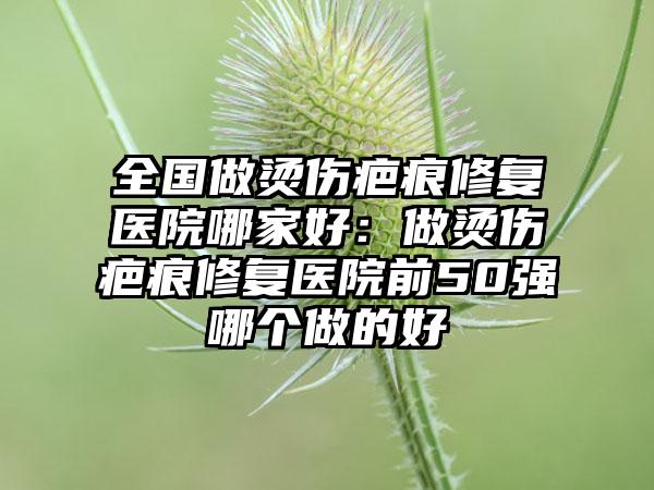 全国做烫伤疤痕修复医院哪家好：做烫伤疤痕修复医院前50强哪个做的好