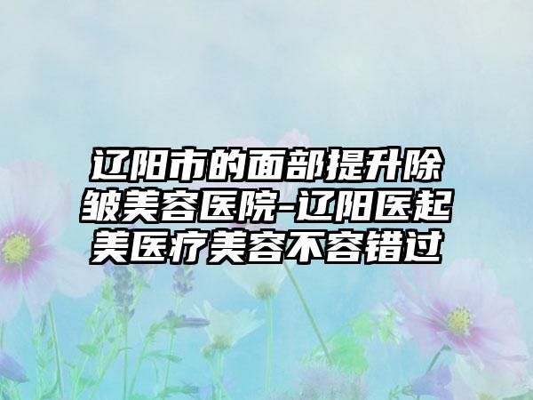 辽阳市的面部提升除皱美容医院-辽阳医起美医疗美容不容错过