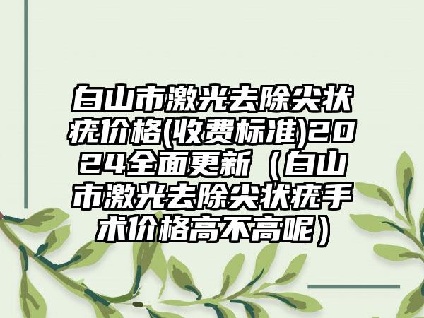 白山市激光去除尖状疣价格(收费标准)2024全面更新（白山市激光去除尖状疣手术价格高不高呢）