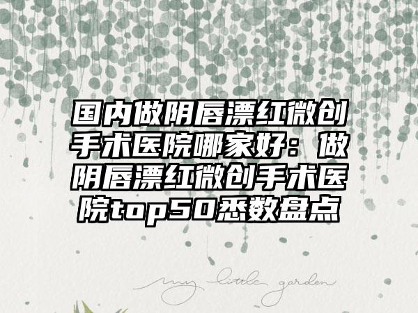 国内做阴唇漂红微创手术医院哪家好：做阴唇漂红微创手术医院top50悉数盘点