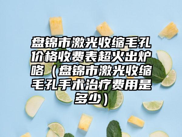 盘锦市激光收缩毛孔价格收费表超火出炉咯（盘锦市激光收缩毛孔手术治疗费用是多少）