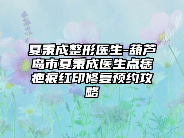 夏秉成整形医生-葫芦岛市夏秉成医生点痣疤痕红印修复预约攻略