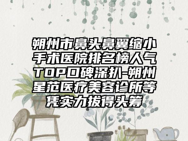 朔州市鼻头鼻翼缩小手术医院排名榜人气TOP口碑深扒-朔州星范医疗美容诊所等凭实力拔得头筹