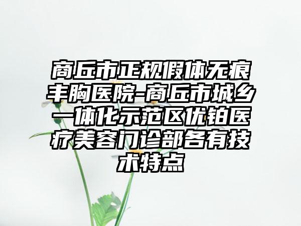 商丘市正规假体无痕丰胸医院-商丘市城乡一体化示范区优铂医疗美容门诊部各有技术特点