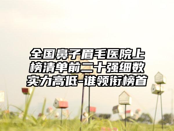 全国鼻子眉毛医院上榜清单前二十强细数实力高低-谁领衔榜首