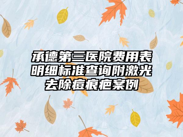 承德第三医院费用表明细标准查询附激光去除痘痕疤案例