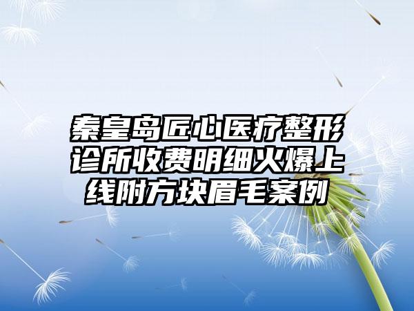 秦皇岛匠心医疗整形诊所收费明细火爆上线附方块眉毛案例