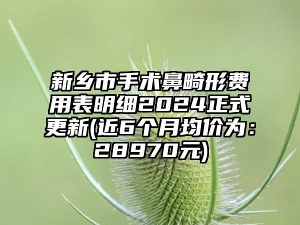 新乡市手术鼻畸形费用表明细2024正式更新(近6个月均价为：28970元)