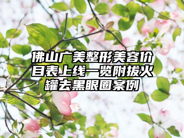 佛山广美整形美容价目表上线一览附拔火罐去黑眼圈案例