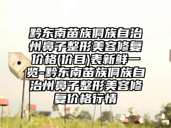 黔东南苗族侗族自治州鼻子整形美容修复价格(价目)表新鲜一览-黔东南苗族侗族自治州鼻子整形美容修复价格行情