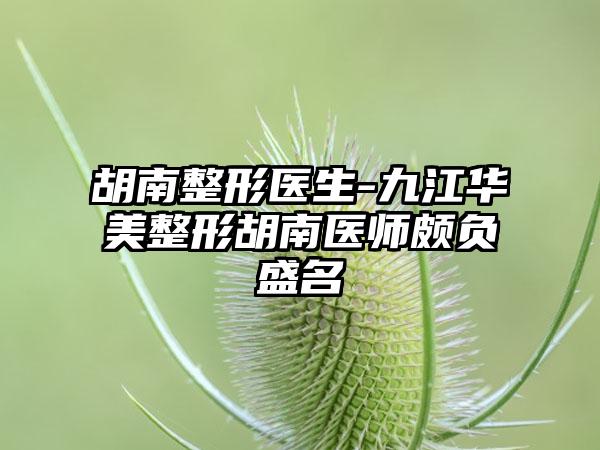 胡南整形医生-九江华美整形胡南医师颇负盛名