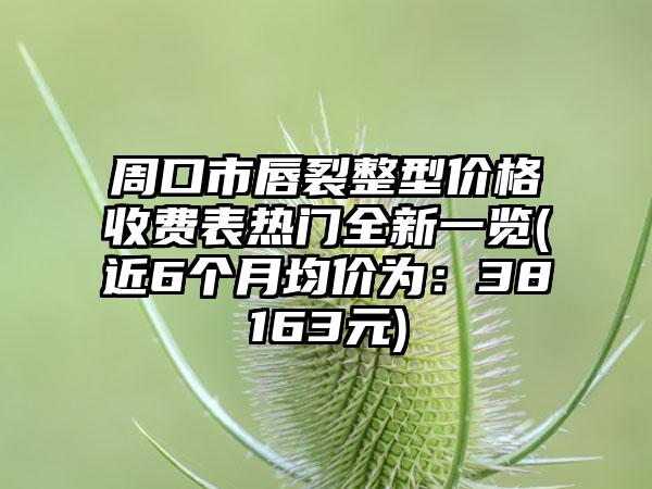 周口市唇裂整型价格收费表热门全新一览(近6个月均价为：38163元)