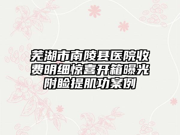 芜湖市南陵县医院收费明细惊喜开箱曝光附睑提肌功案例