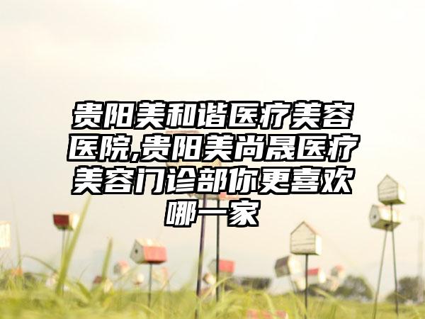 贵阳美和谐医疗美容医院,贵阳美尚晟医疗美容门诊部你更喜欢哪一家