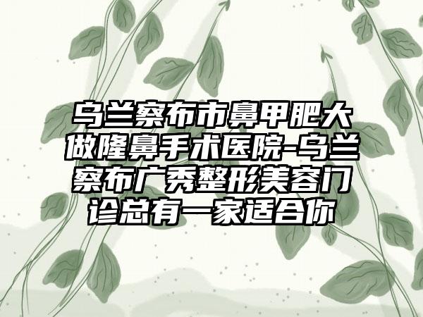 乌兰察布市鼻甲肥大做隆鼻手术医院-乌兰察布广秀整形美容门诊总有一家适合你