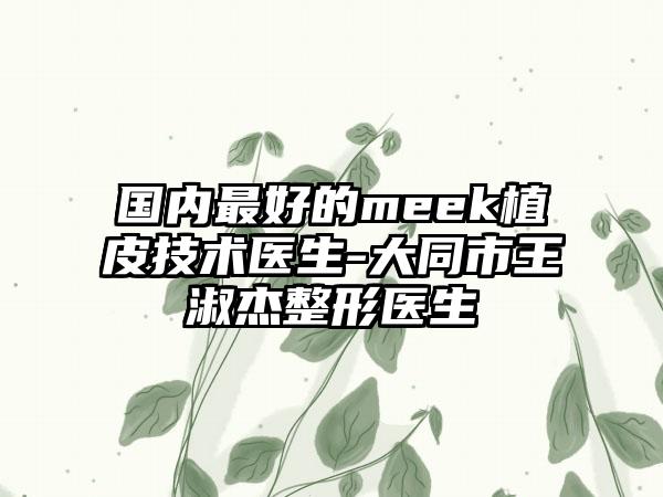 国内最好的meek植皮技术医生-大同市王淑杰整形医生