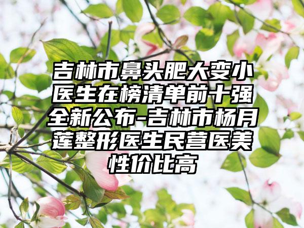 吉林市鼻头肥大变小医生在榜清单前十强全新公布-吉林市杨月莲整形医生民营医美性价比高