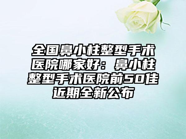 全国鼻小柱整型手术医院哪家好：鼻小柱整型手术医院前50佳近期全新公布