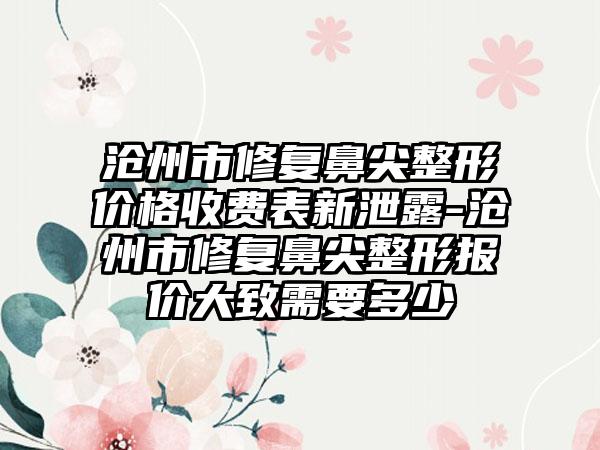 沧州市修复鼻尖整形价格收费表新泄露-沧州市修复鼻尖整形报价大致需要多少