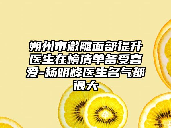 朔州市微雕面部提升医生在榜清单备受喜爱-杨明峰医生名气都很大