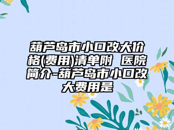 葫芦岛市小口改大价格(费用)清单附 医院简介-葫芦岛市小口改大费用是