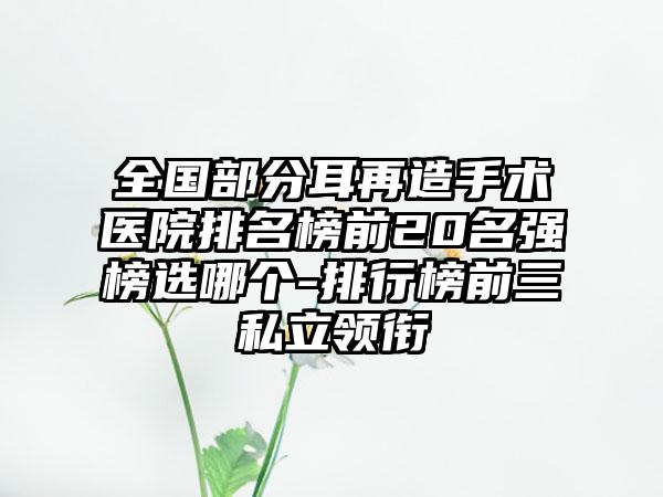 全国部分耳再造手术医院排名榜前20名强榜选哪个-排行榜前三私立领衔