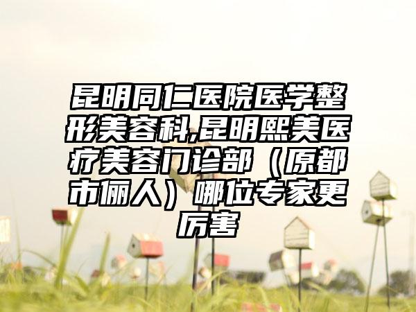 昆明同仁医院医学整形美容科,昆明熙美医疗美容门诊部（原都市俪人）哪位专家更厉害