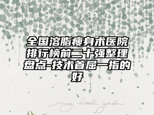 全国溶脂瘦身术医院排行榜前二十强整理盘点-技术首屈一指的好