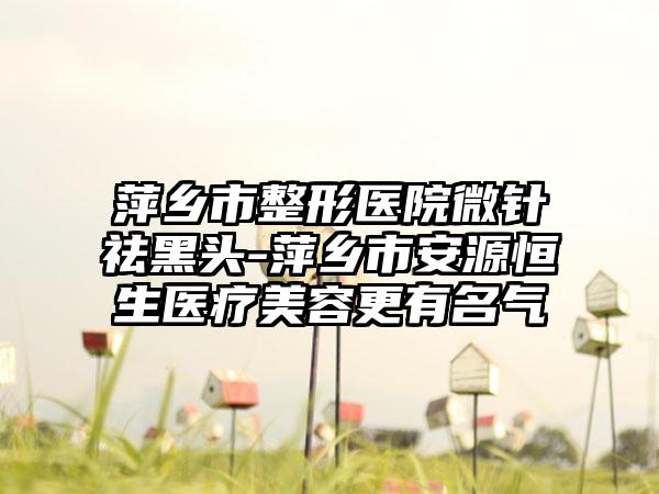 萍乡市整形医院微针祛黑头-萍乡市安源恒生医疗美容更有名气