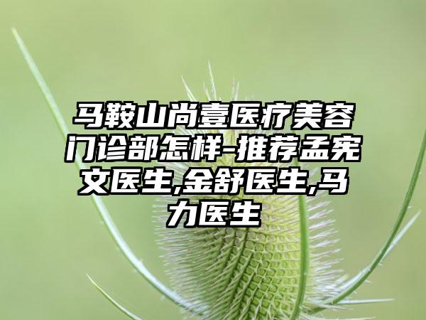 马鞍山尚壹医疗美容门诊部怎样-推荐孟宪文医生,金舒医生,马力医生