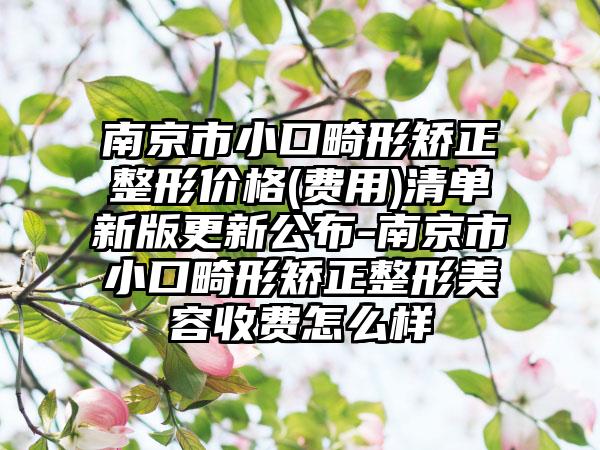 南京市小口畸形矫正整形价格(费用)清单新版更新公布-南京市小口畸形矫正整形美容收费怎么样