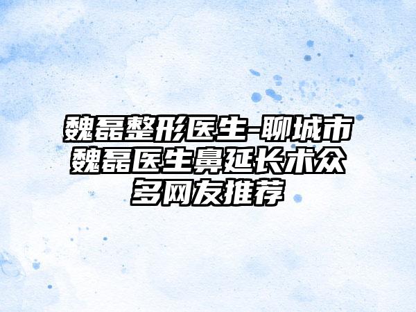 魏磊整形医生-聊城市魏磊医生鼻延长术众多网友推荐