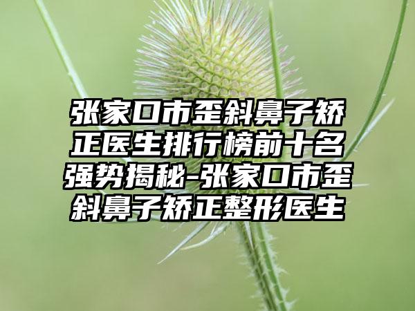 张家口市歪斜鼻子矫正医生排行榜前十名强势揭秘-张家口市歪斜鼻子矫正整形医生